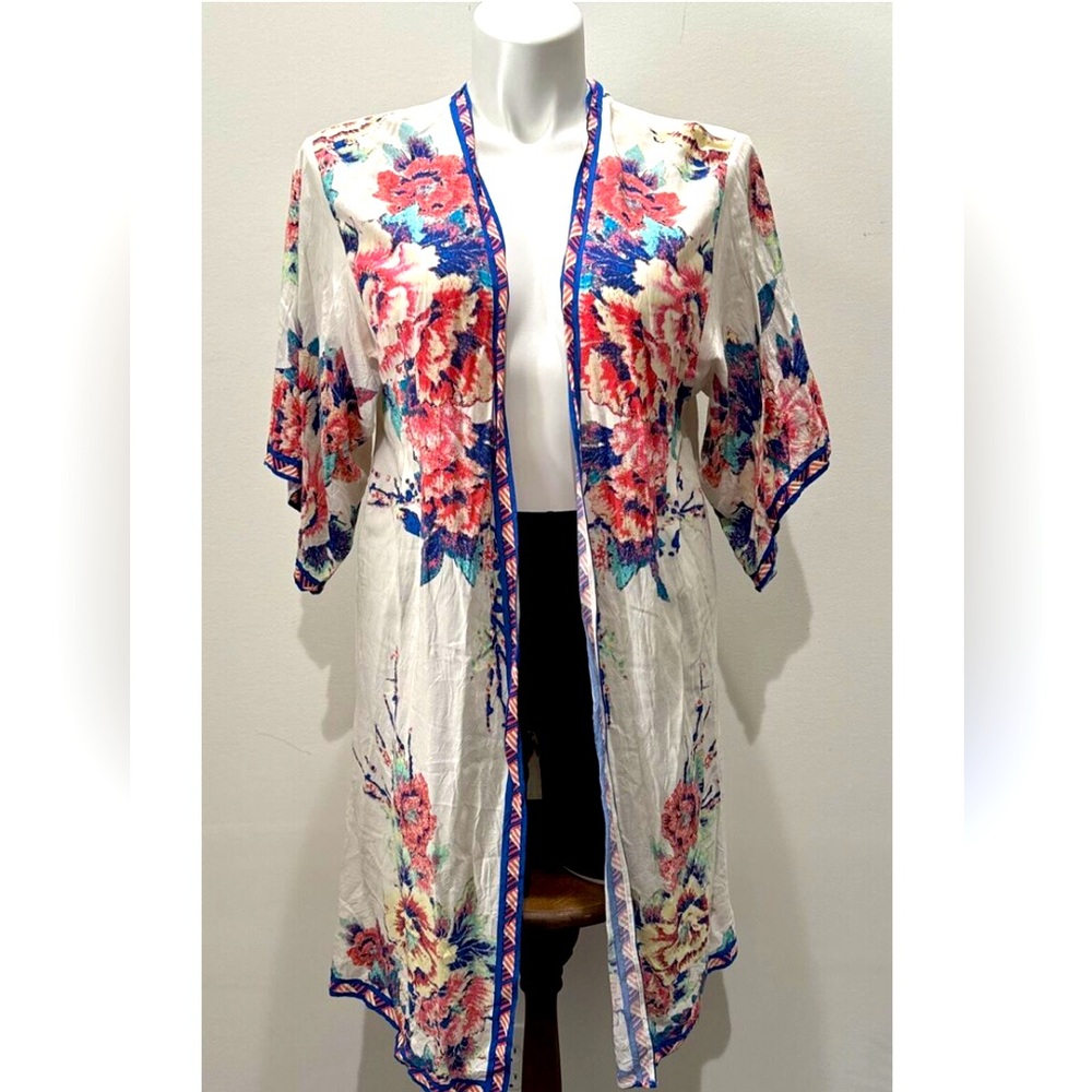 Flying tomato open front kimono light weight floral tropical bohemian festival